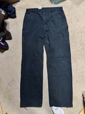 Vintage Carhartt B11 BLK Washed Duck Work Dungaree Pants 36x36